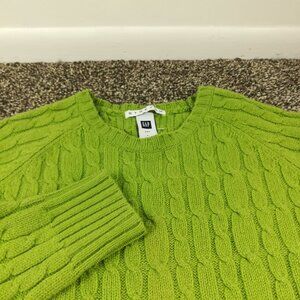 NWT Vintage 2004 Gap Sweater Lambswool Cable Knit Y2K Green Womens Large